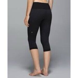 Lululemon In The Flow Crop Leggings Heathered Deep Coal Geometric Women's 10